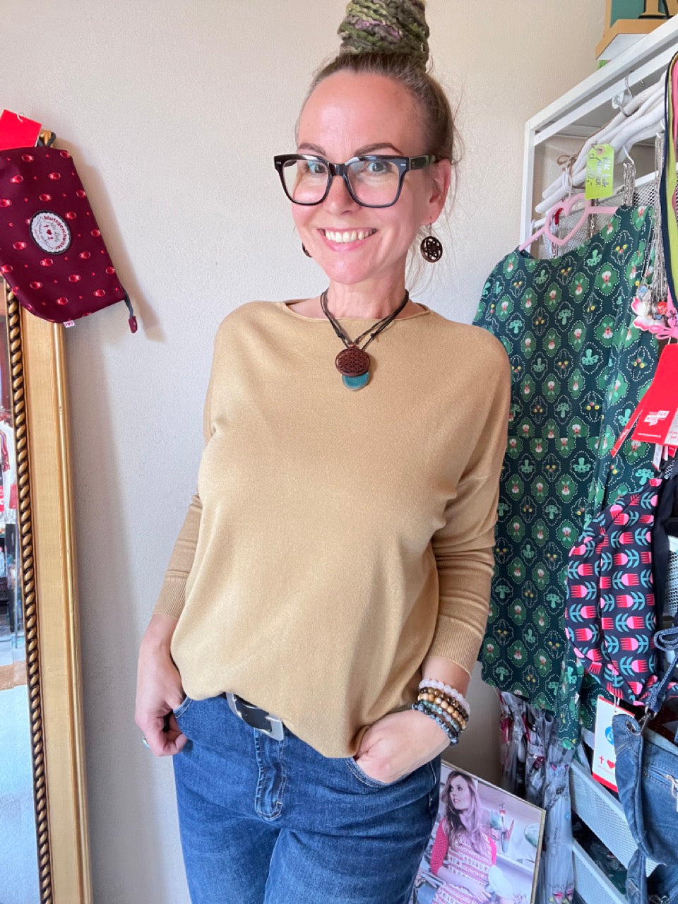Pulli Federleicht Camel