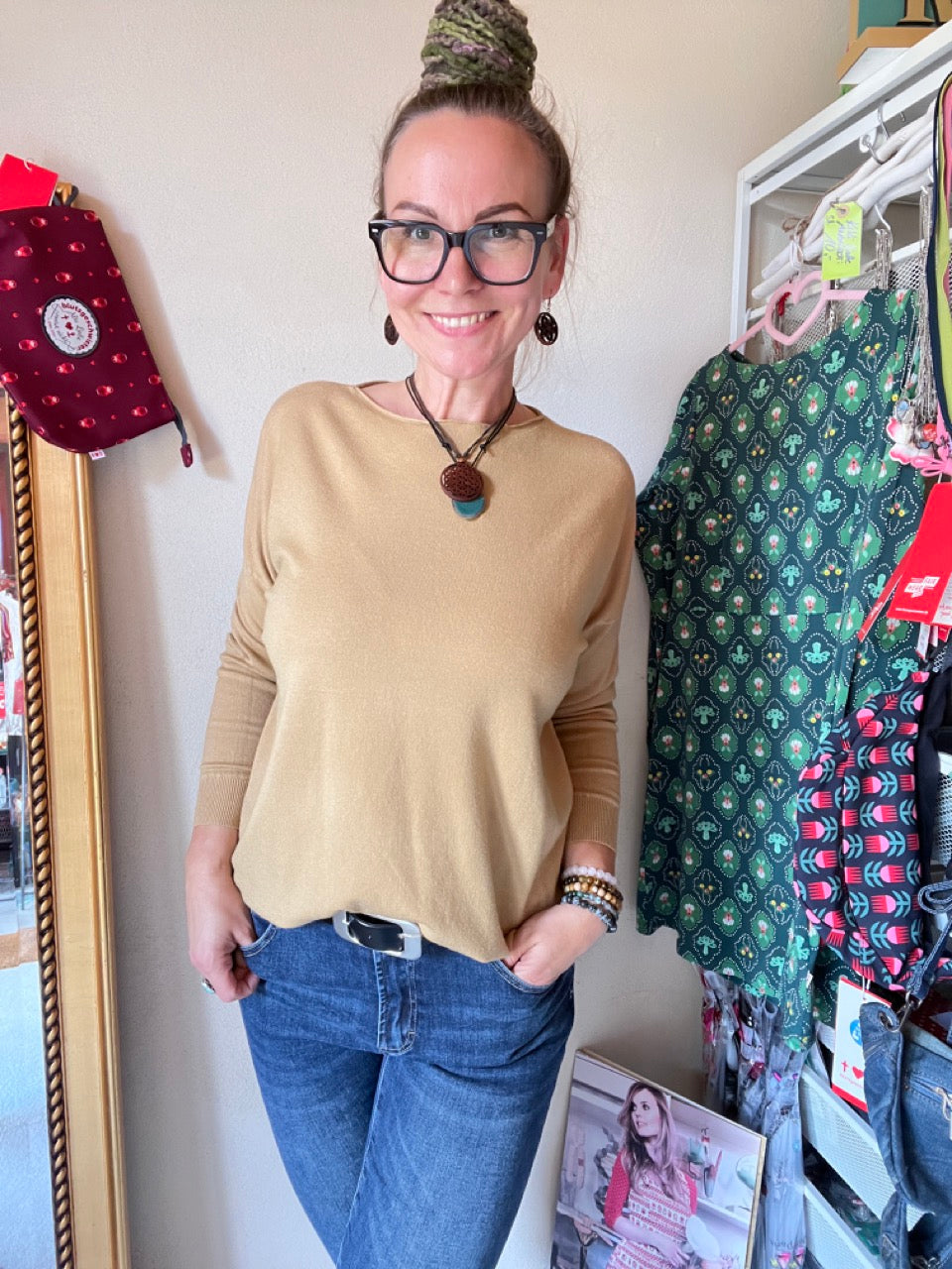 Pulli Federleicht Camel