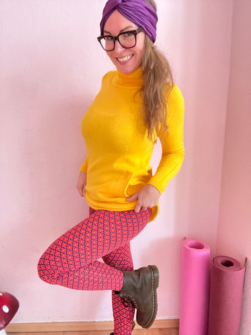 Leggings Winterblume Blau Rose