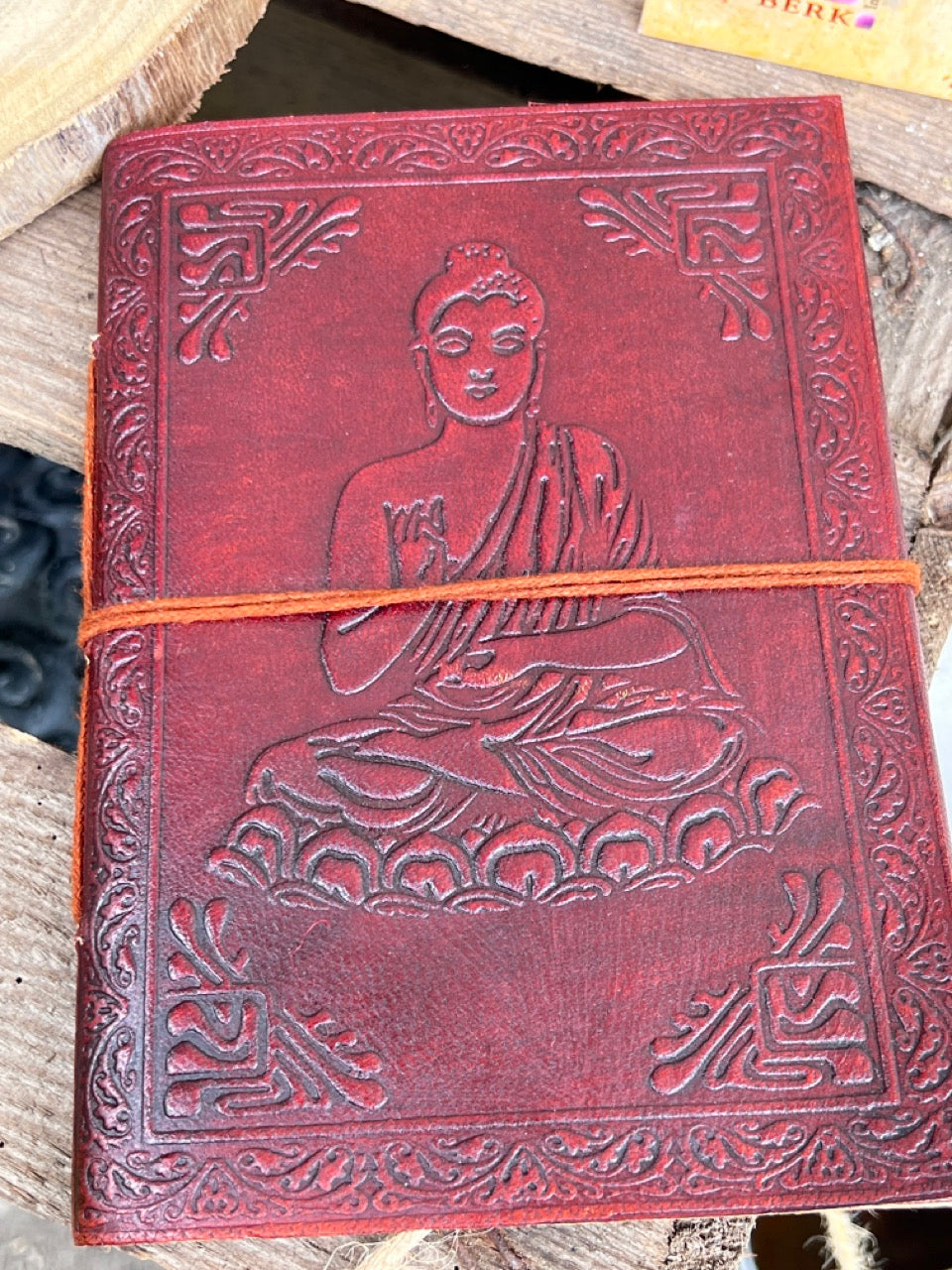Notizbuch, Tagebuch mit Ledereinband - Blume des Lebens Symbol