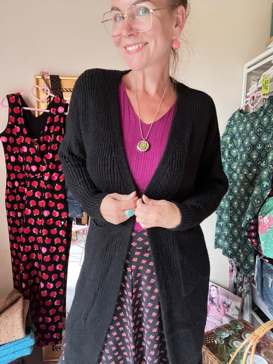 Strickjacke Mantel Heiterblick Schwarz