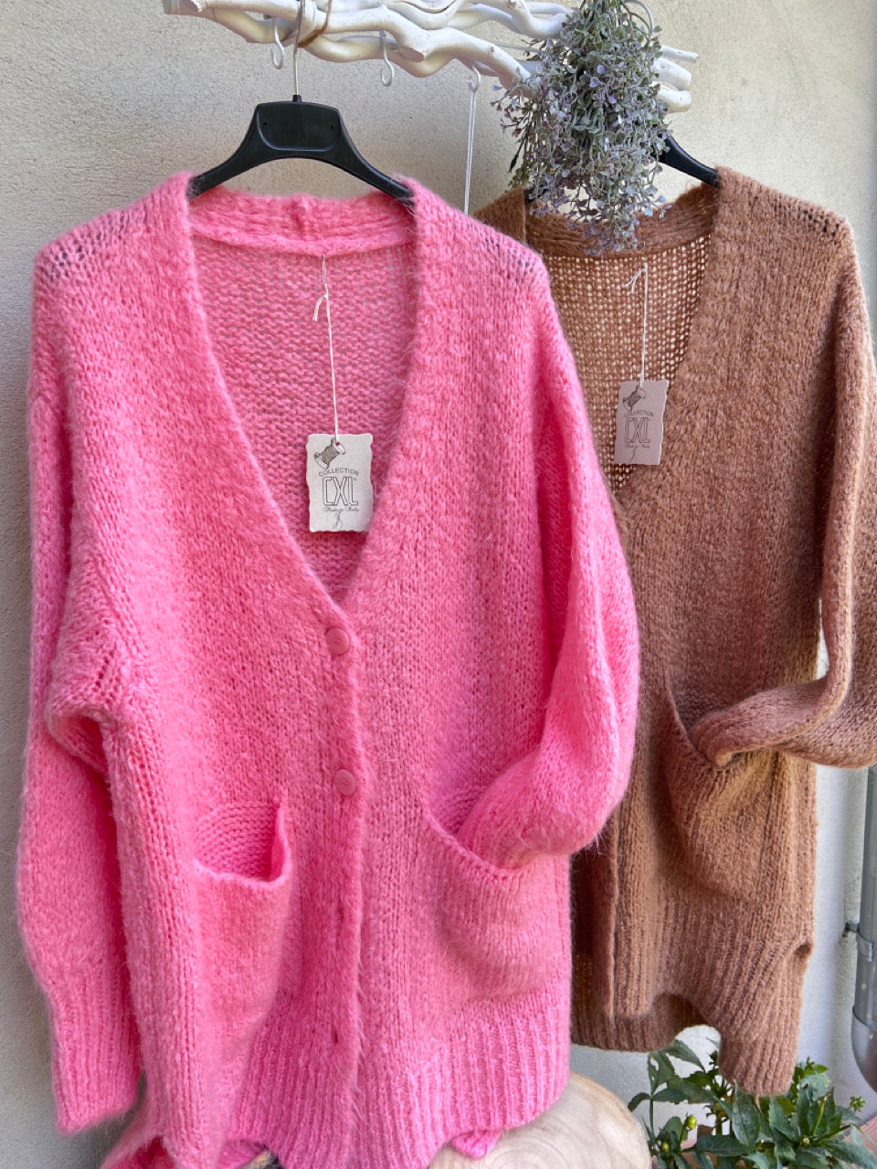 Strickjacke Wollverliebt Rosa und Cappuccino