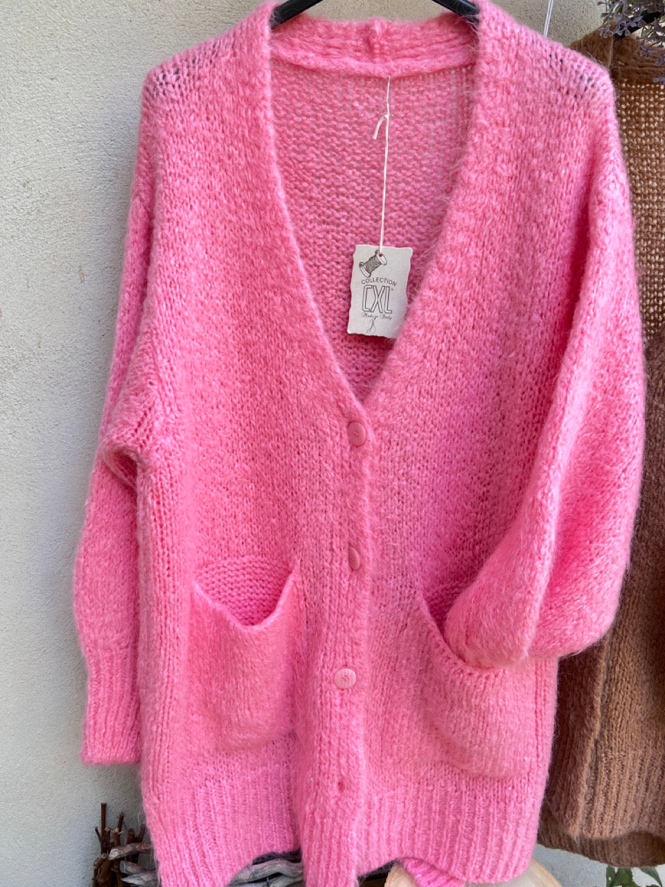 Strickjacke Wollverliebt Rosa und Cappuccino