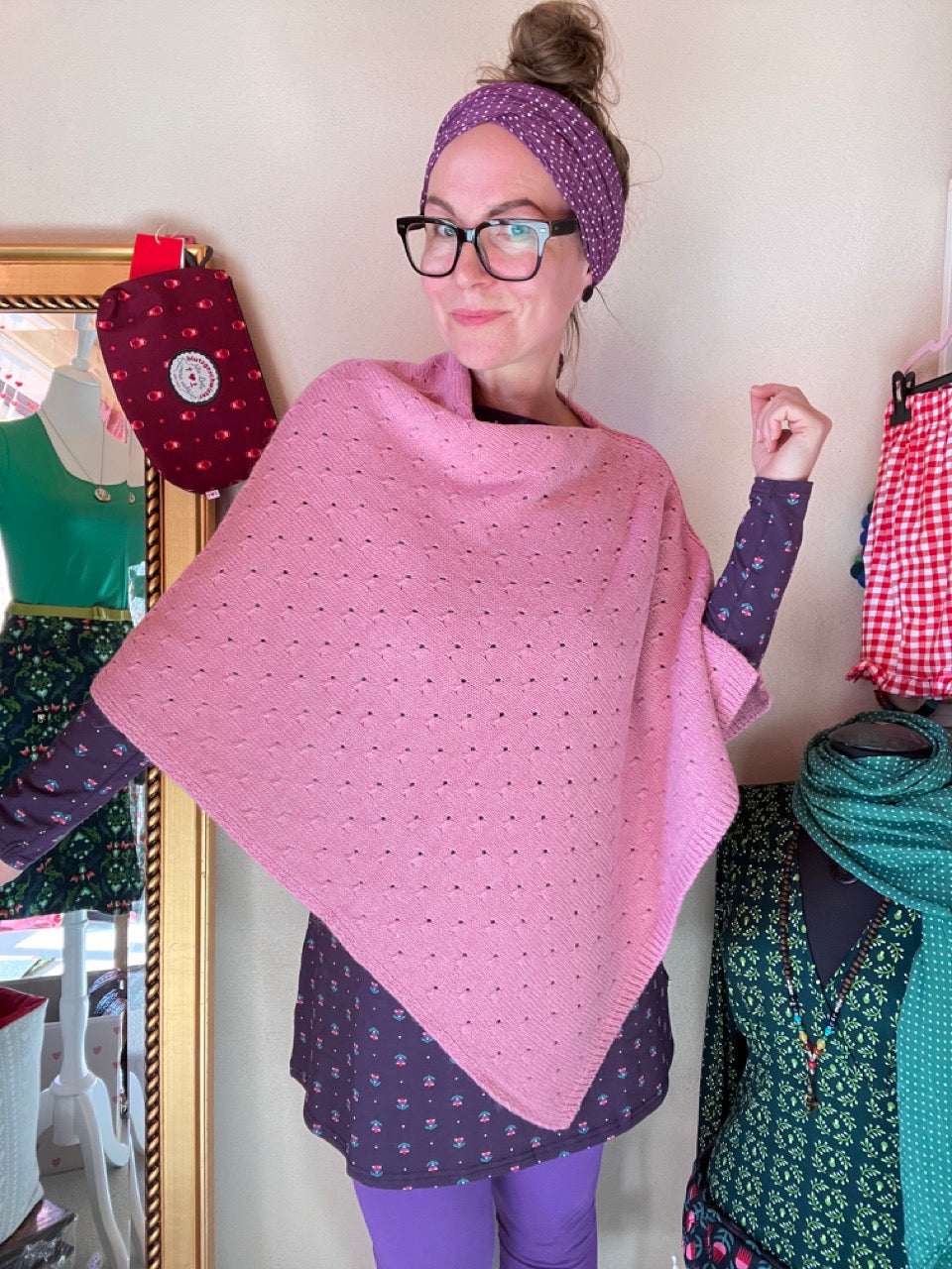 Woll Poncho Herzl Rosa