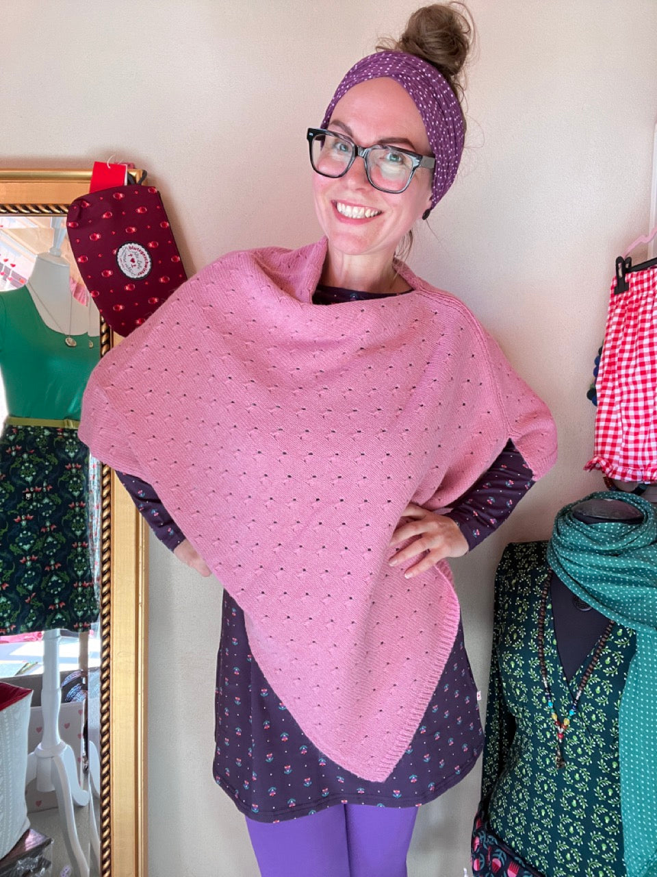 Woll Poncho Herzl Rosa