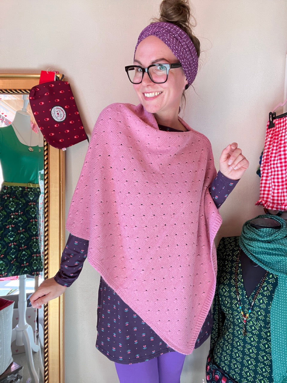 Woll Poncho Herzl Rosa