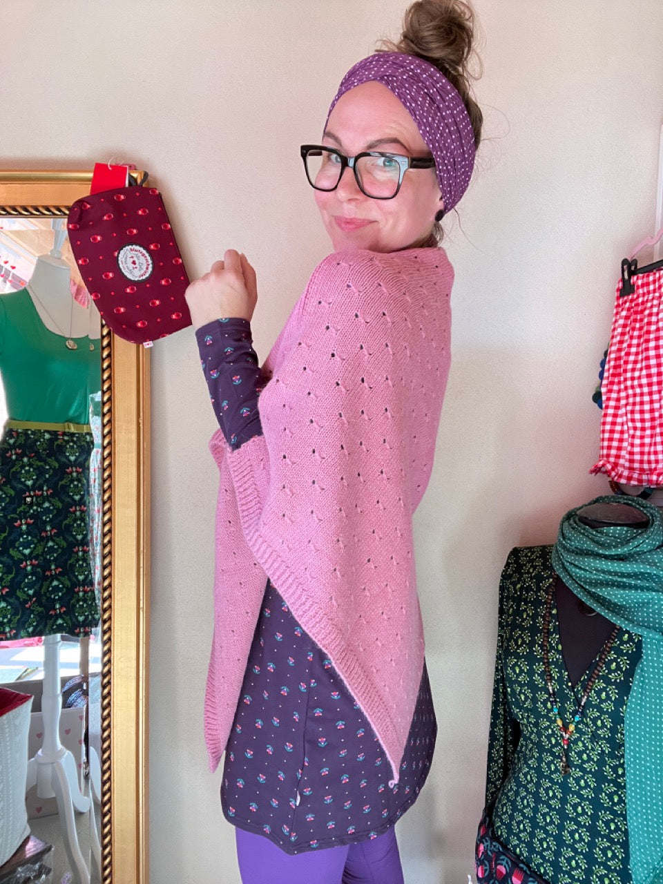 Woll Poncho Herzl Rosa