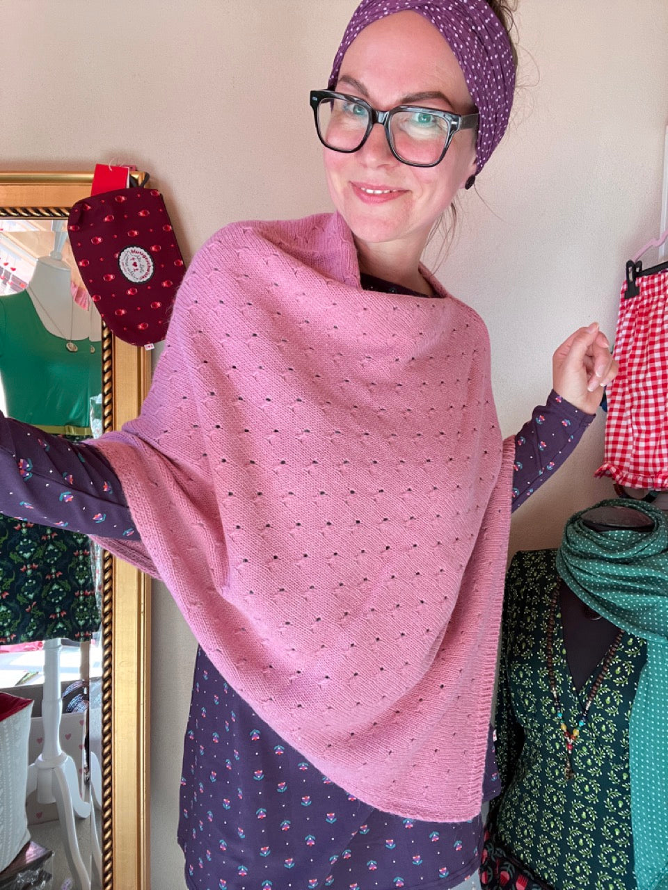 Woll Poncho Herzl Rosa