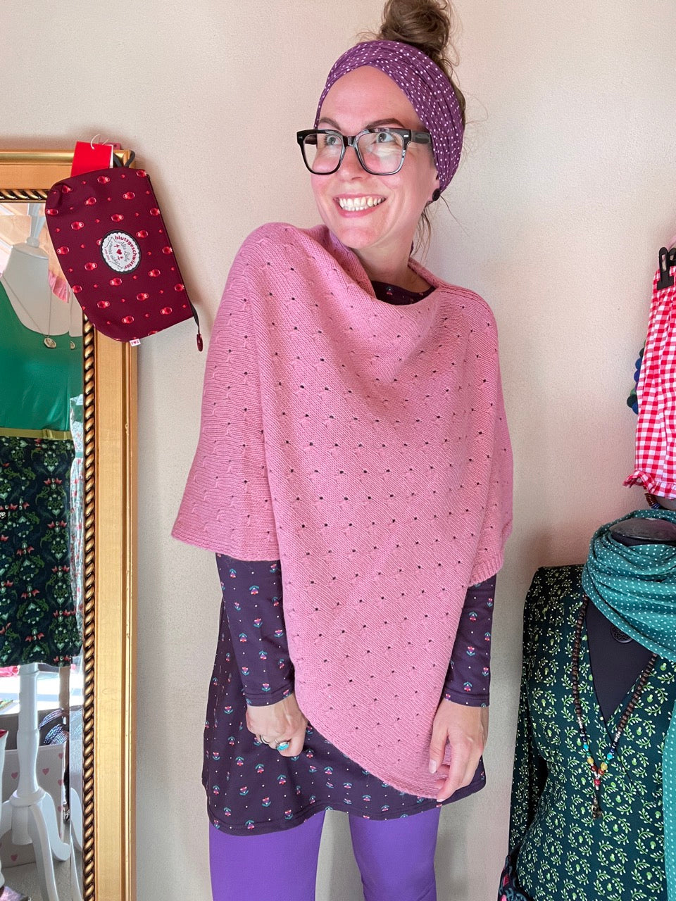 Woll Poncho Herzl Rosa