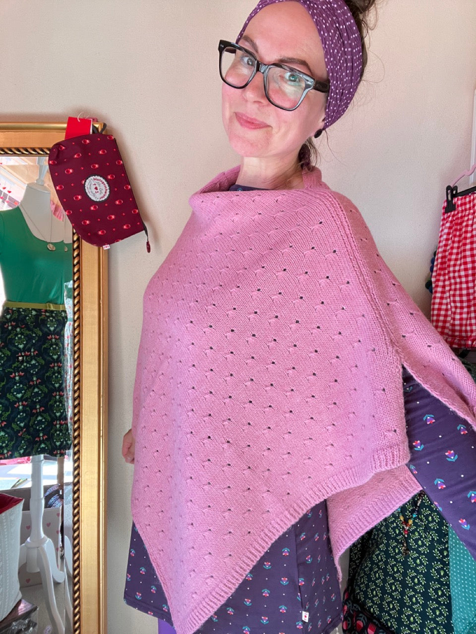 Woll Poncho Herzl Rosa