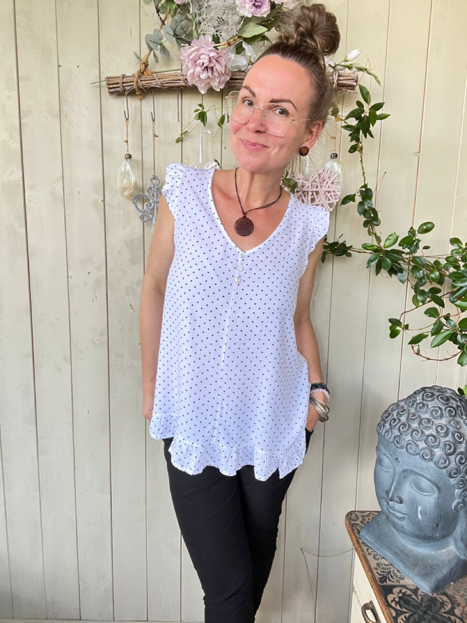 Shirt Mia Pünktchen Weiß