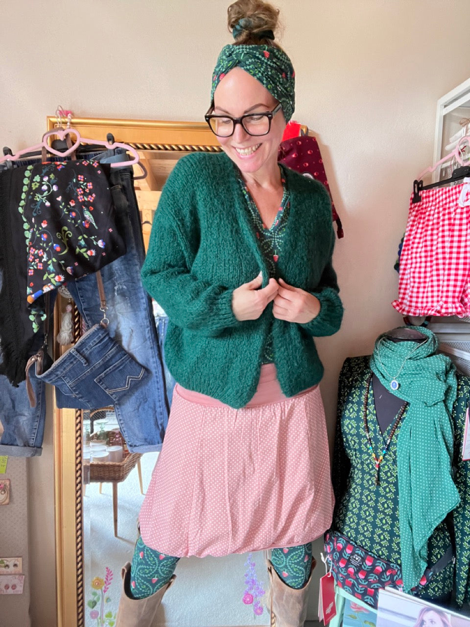 Strickjacke Wollgenuss Tannen Grün