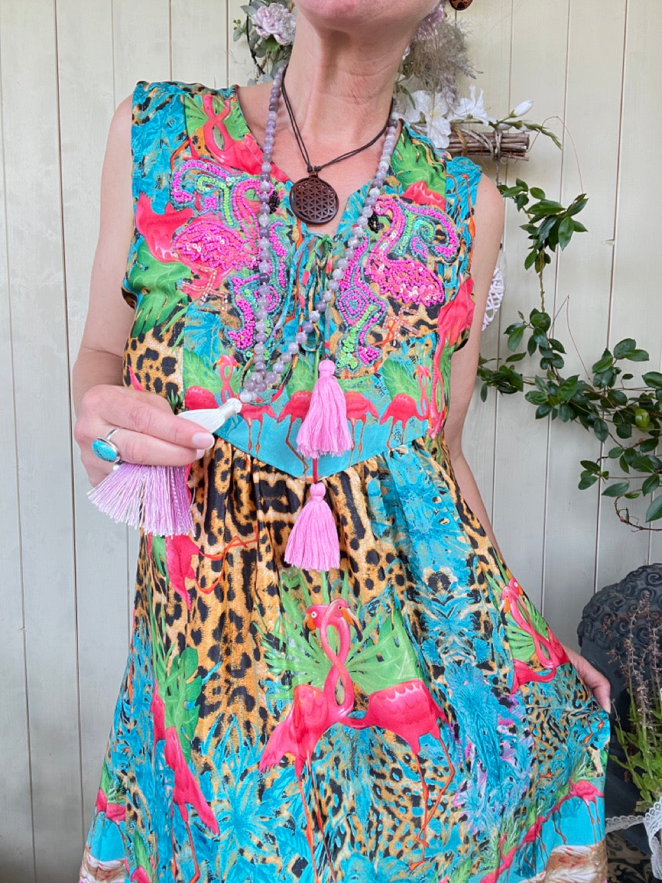 Kleid Dschungel Getummel Bunt