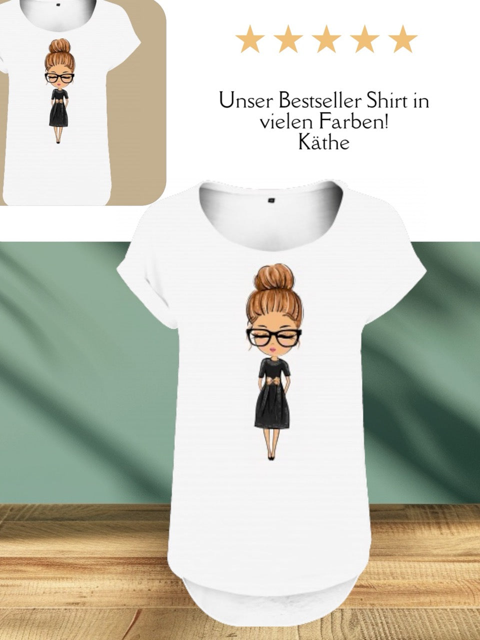Shirt Edelmädel Long Slub Käthe Weiß