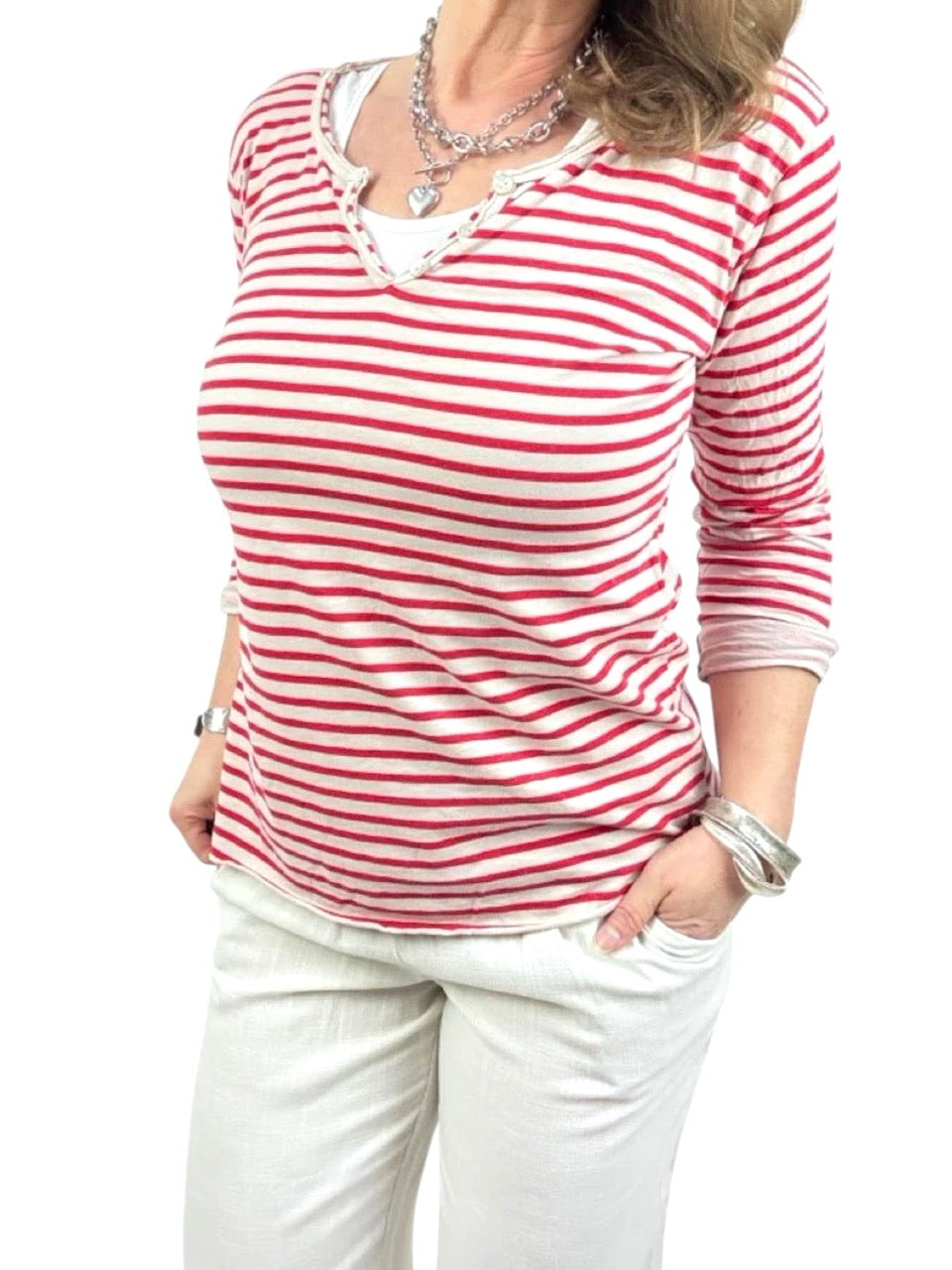 Streifen Shirt Colette in Rot