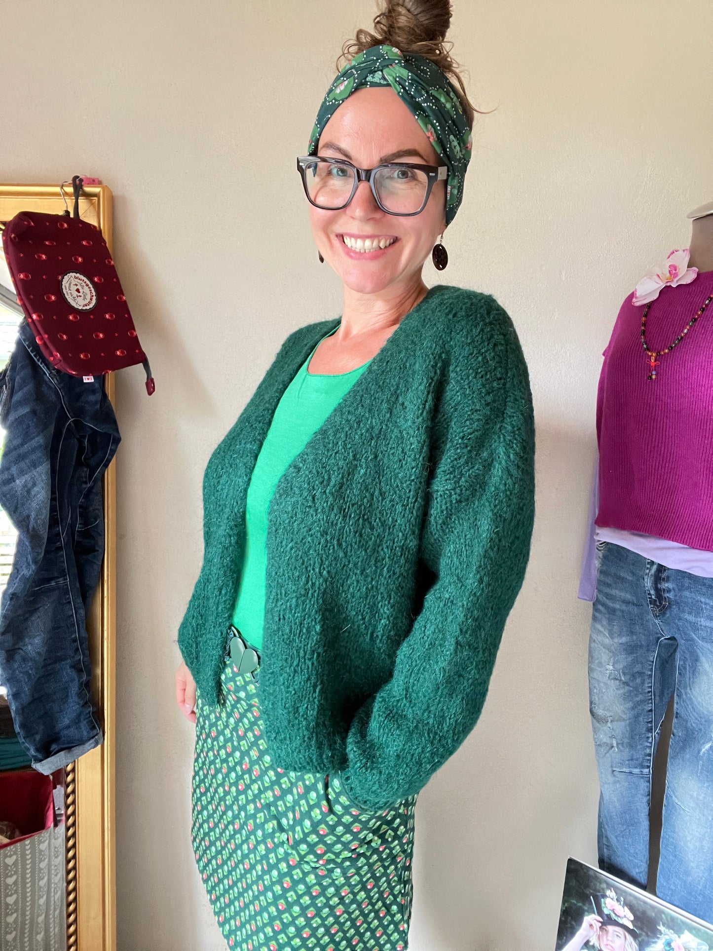 Strickjacke Wollgenuss Tannen Grün