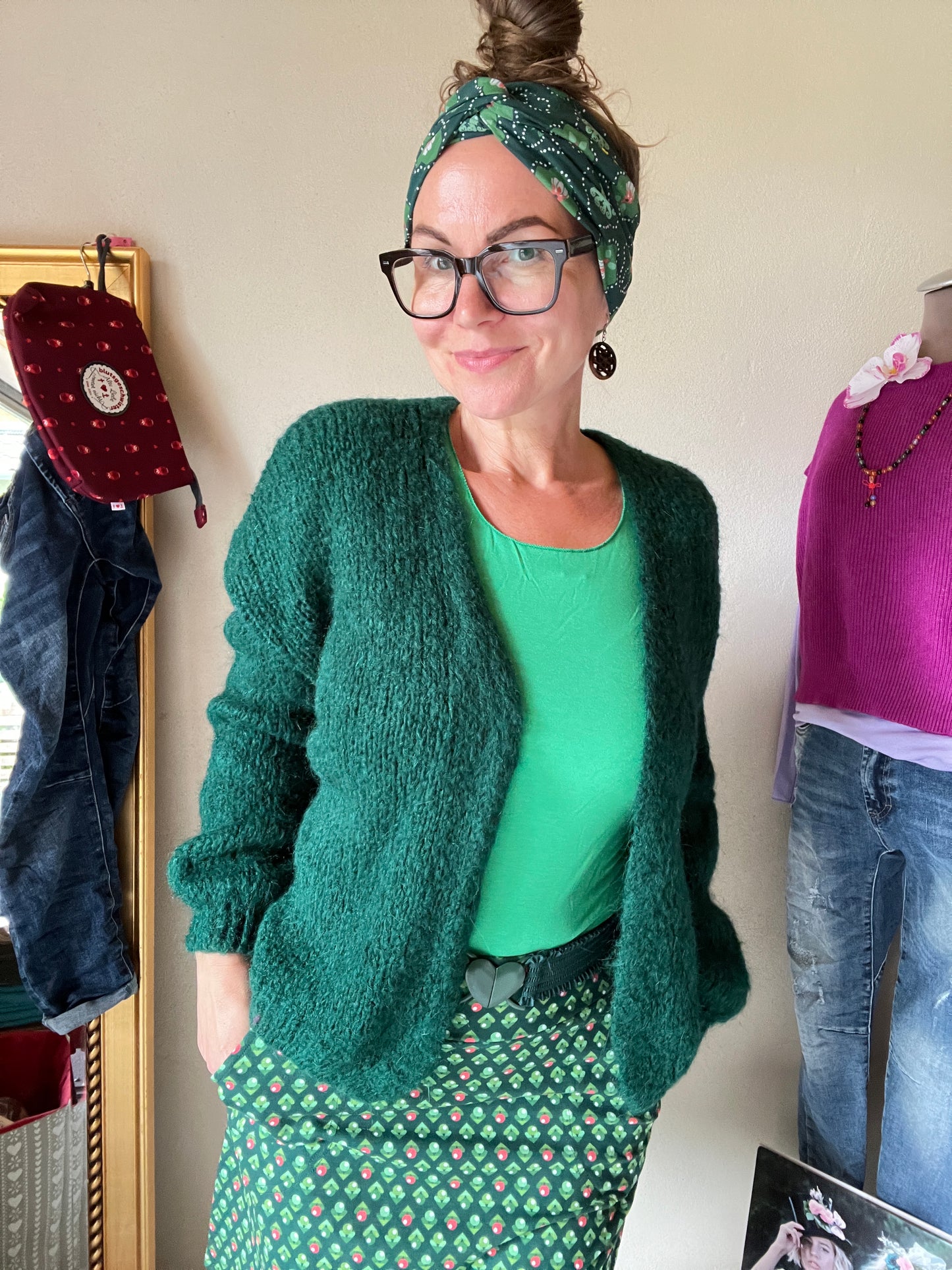 Strickjacke Wollgenuss Tannen Grün