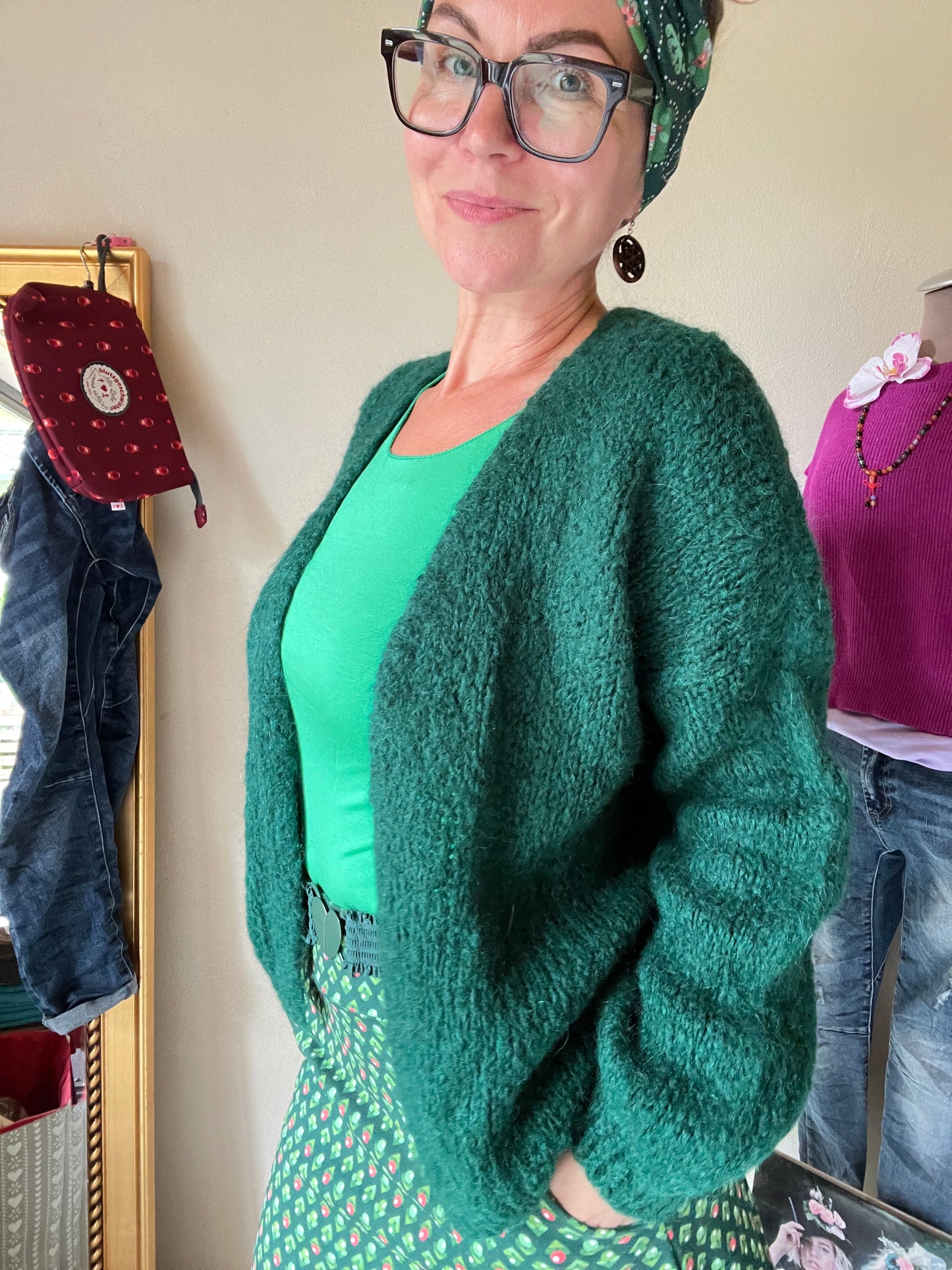 Strickjacke Wollgenuss Tannen Grün