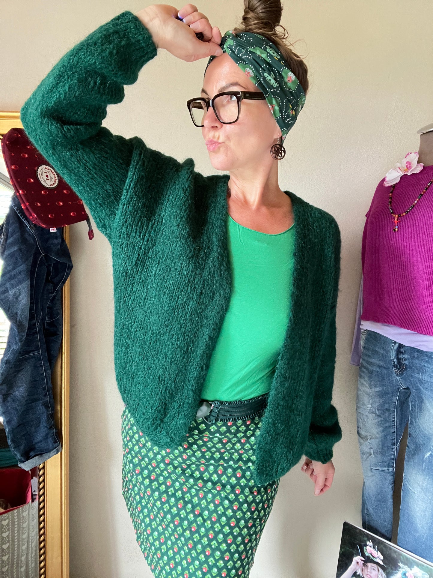 Strickjacke Wollgenuss Tannen Grün