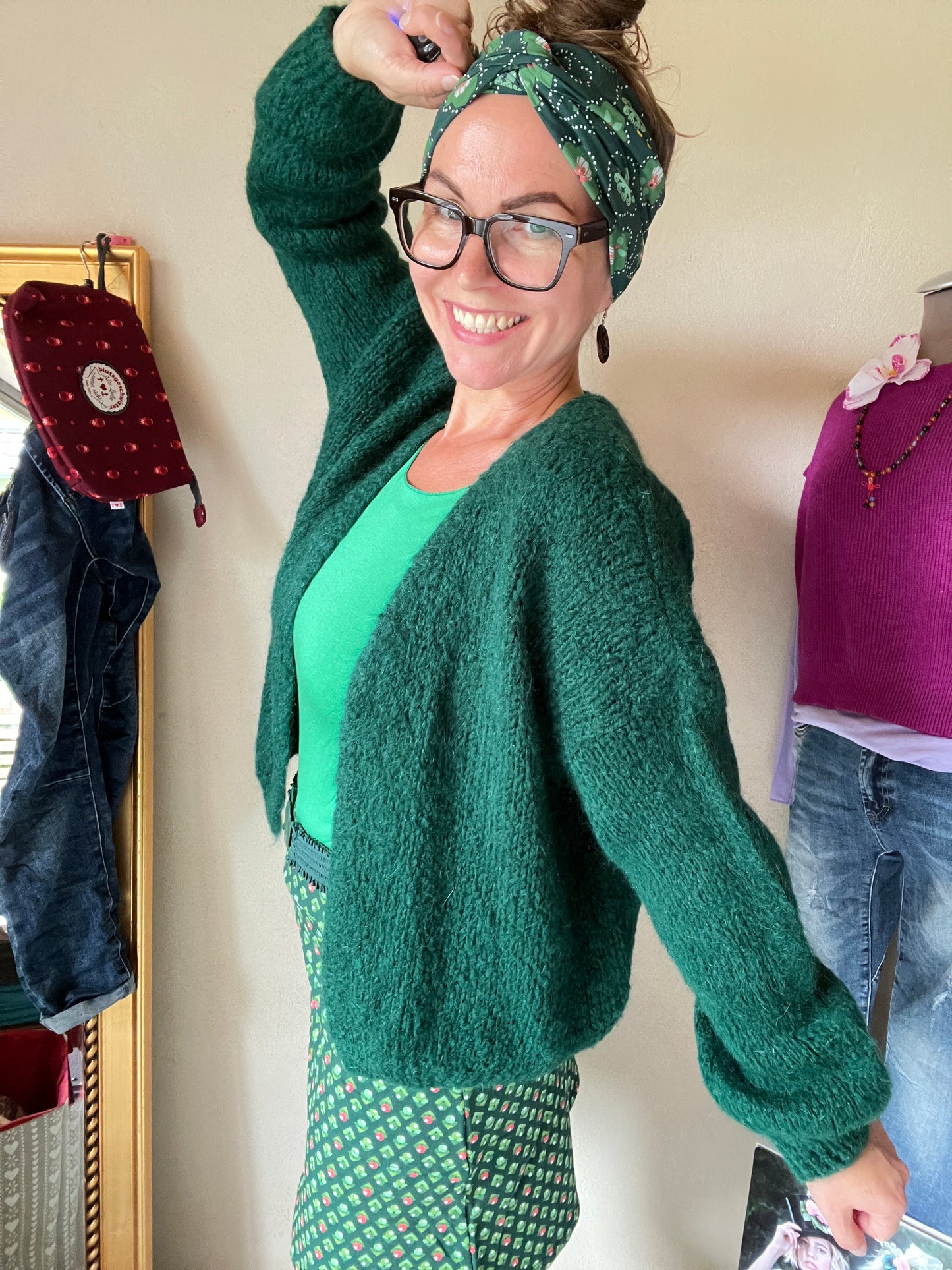 Strickjacke Wollgenuss Tannen Grün