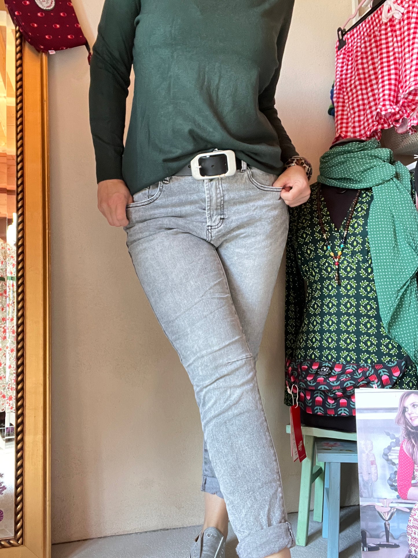 NEU! Jeans Fantastisch Elastisch Hellgrau Denim