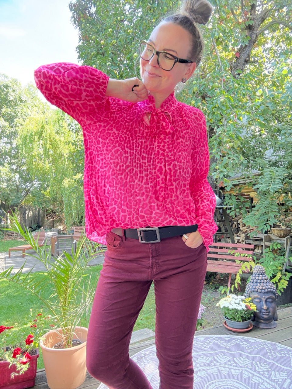 Bluse Swing Swing Leo Fuchsia Pink - FROLLEIN KÄTHE Shop