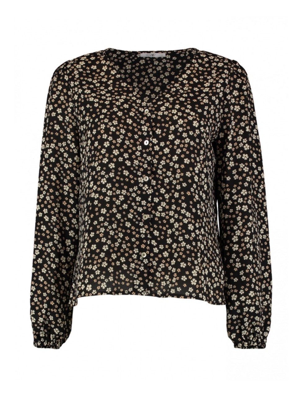 Blusen Shirt Blümchen Schwarz - FROLLEIN KÄTHE Shop