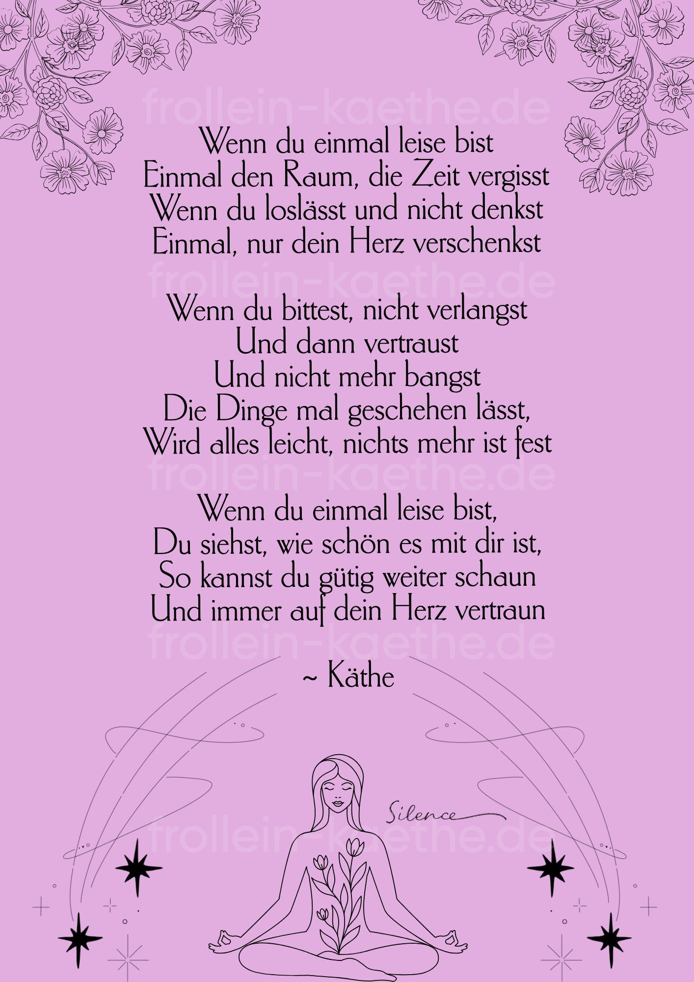Gedicht Wenn Du einmal leise bist - FROLLEIN KÄTHE Shop