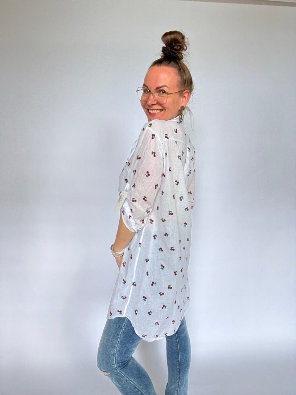 Hemd Bluse Cherry Weiß - FROLLEIN KÄTHE Shop