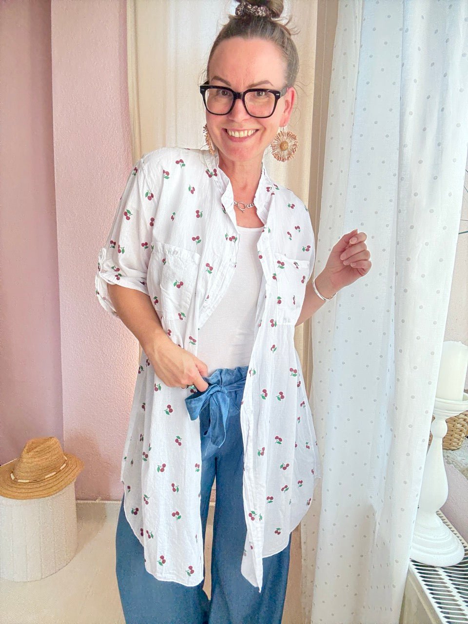 Hemd Bluse Cherry Weiß - FROLLEIN KÄTHE Shop
