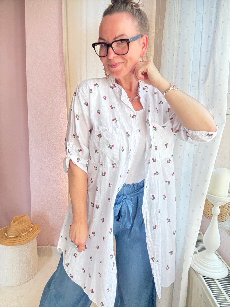 Hemd Bluse Cherry Weiß - FROLLEIN KÄTHE Shop