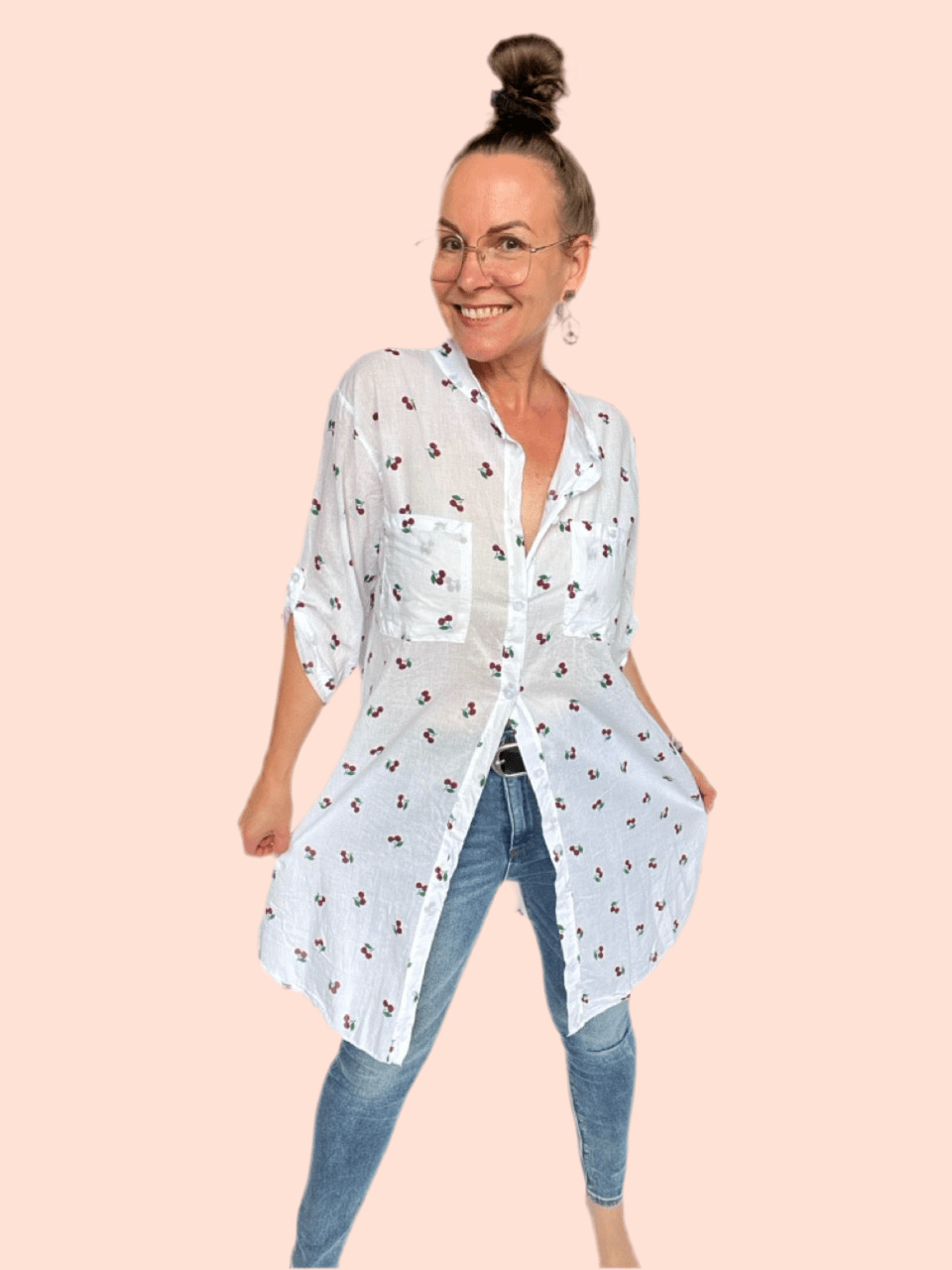 Hemd Bluse Cherry Weiß - FROLLEIN KÄTHE Shop