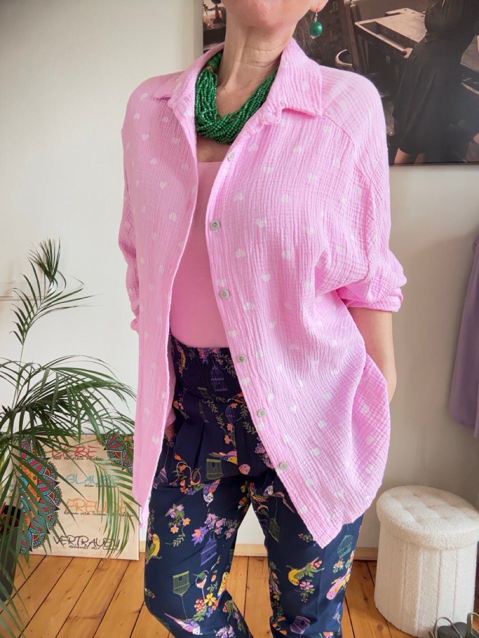 Hemd Bluse Herzensding lang Rosa - FROLLEIN KÄTHE Shop