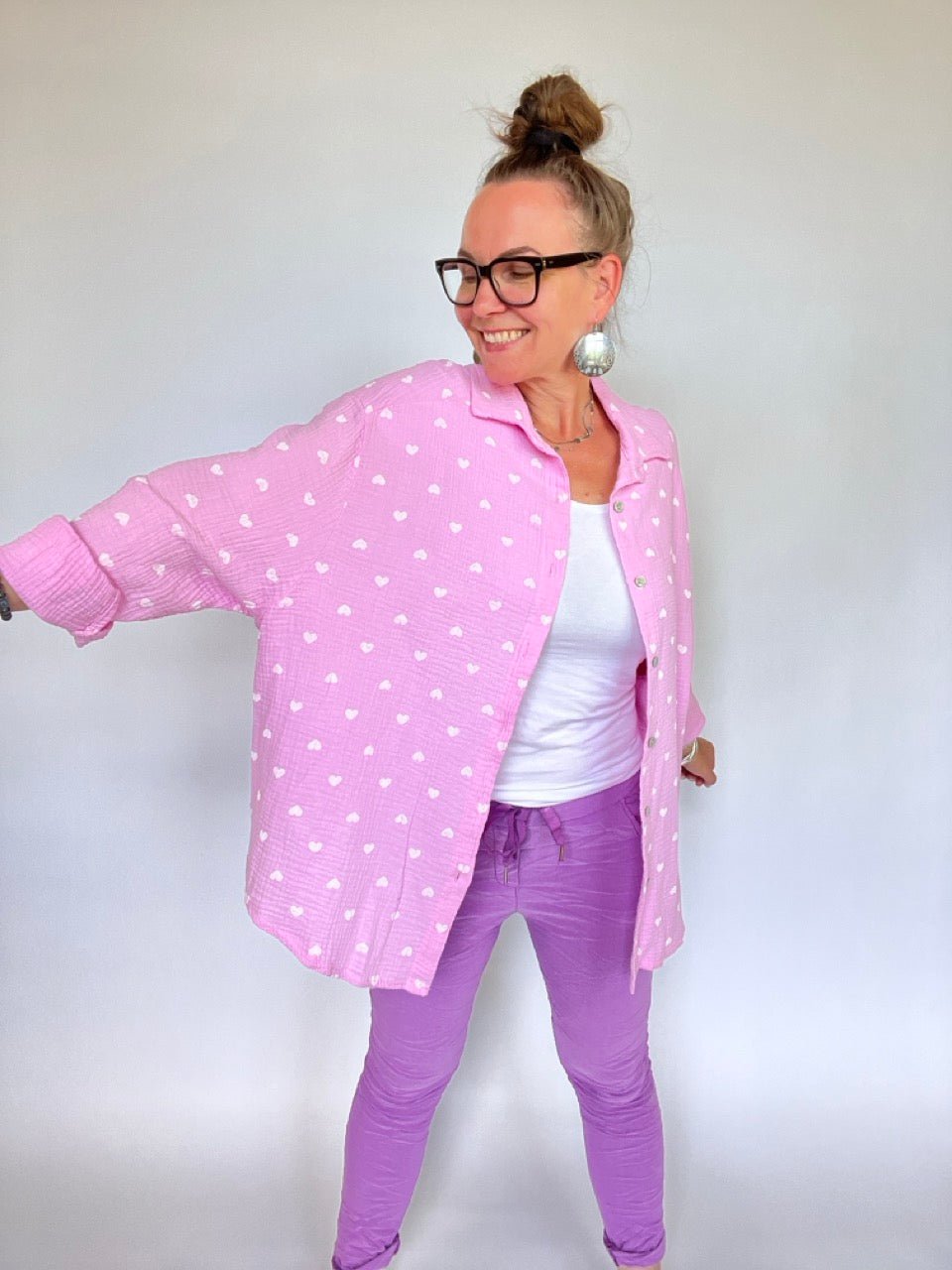 Hemd Bluse Herzensding lang Rosa - FROLLEIN KÄTHE Shop