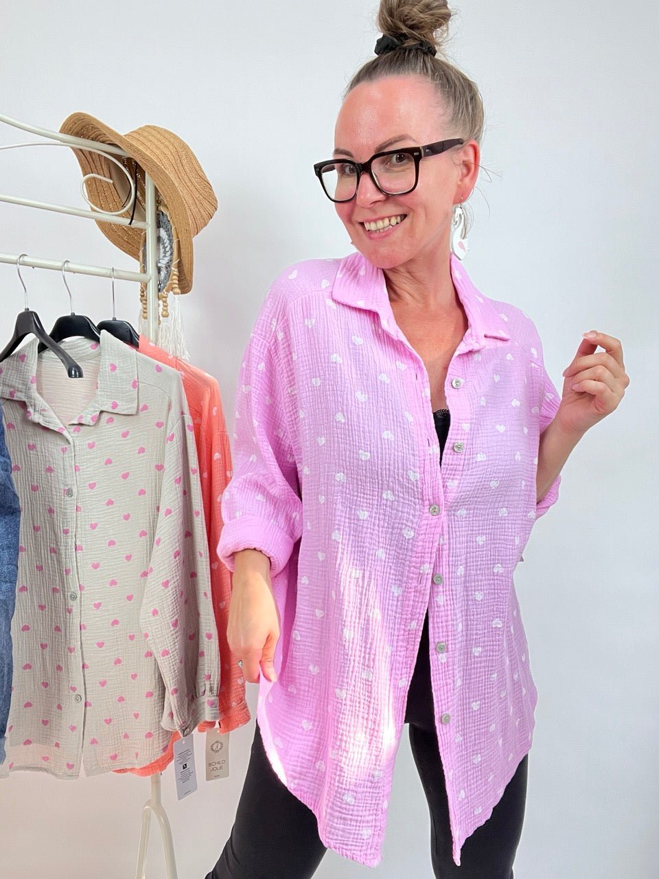 Hemd Bluse Herzensding lang Rosa - FROLLEIN KÄTHE Shop