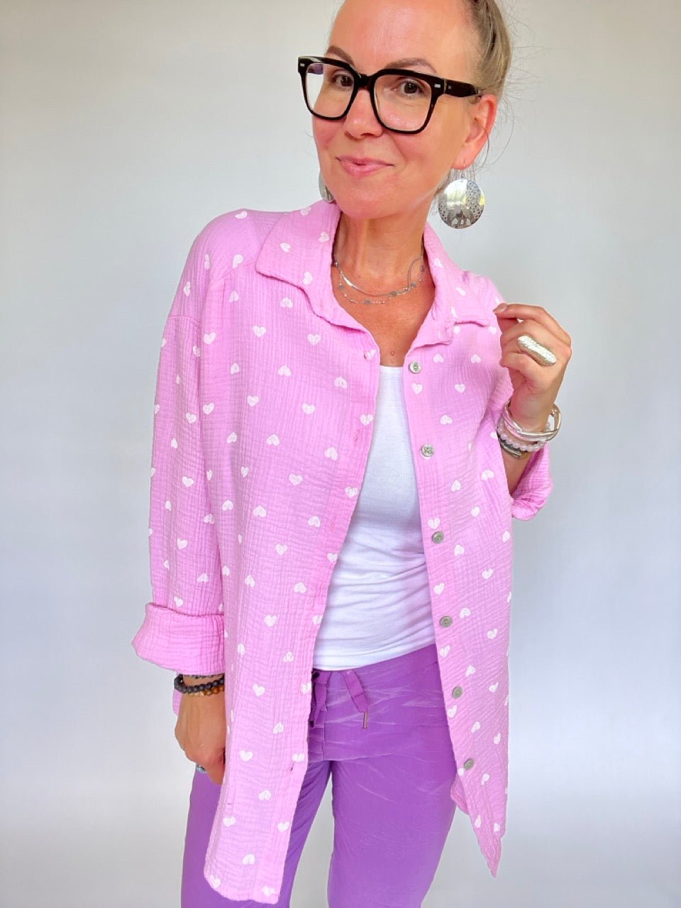 Hemd Bluse Herzensding lang Rosa - FROLLEIN KÄTHE Shop
