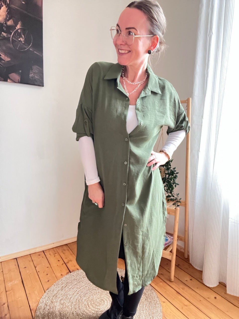 Hemd Bluse Olive Grün - FROLLEIN KÄTHE Shop