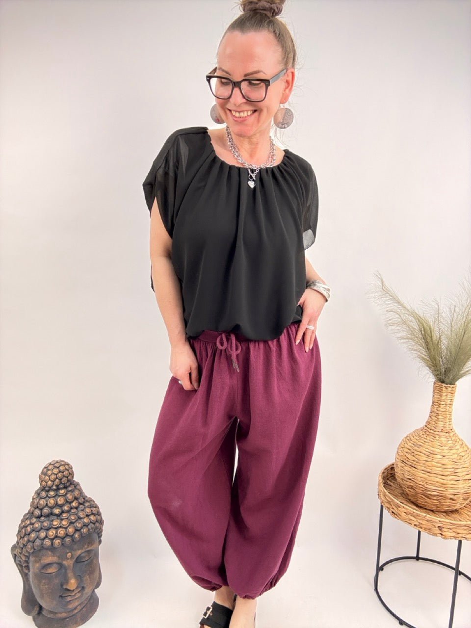 Hose Aliya Dunkelrot - FROLLEIN KÄTHE Shop