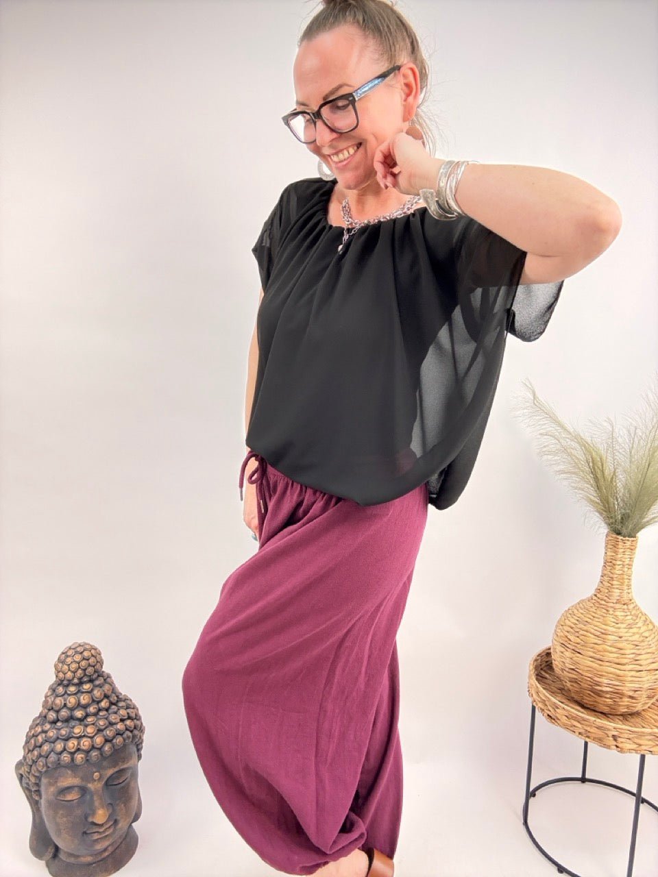 Hose Aliya Dunkelrot - FROLLEIN KÄTHE Shop