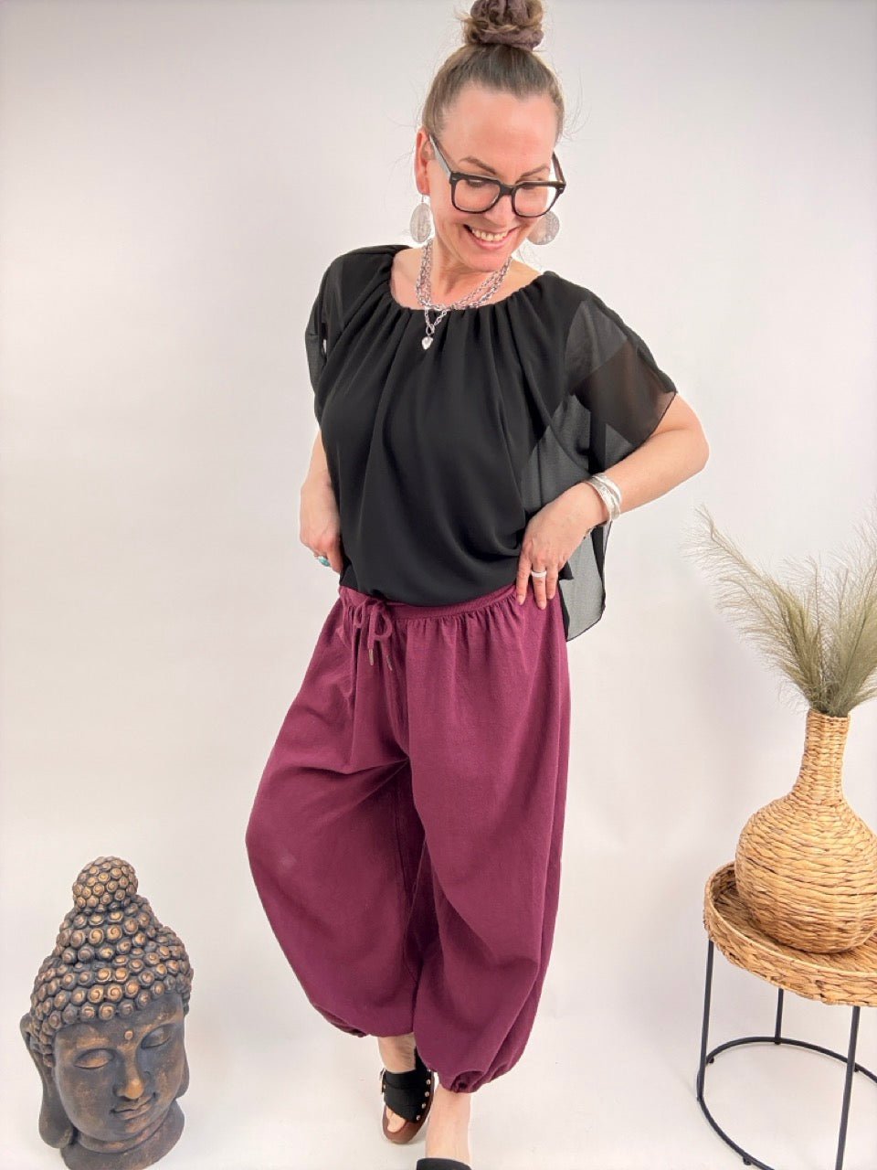 Hose Aliya Dunkelrot - FROLLEIN KÄTHE Shop