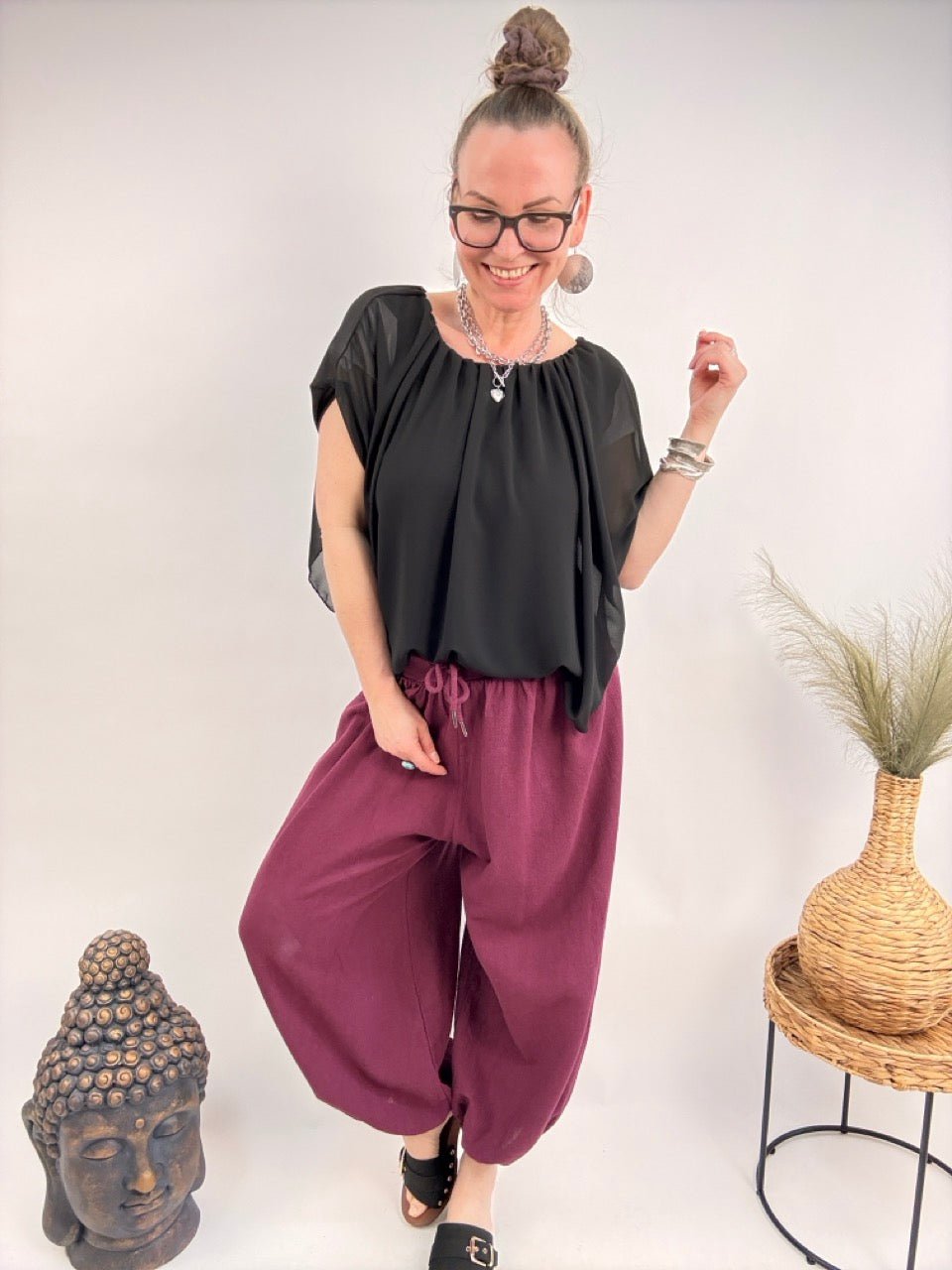 Hose Aliya Dunkelrot - FROLLEIN KÄTHE Shop