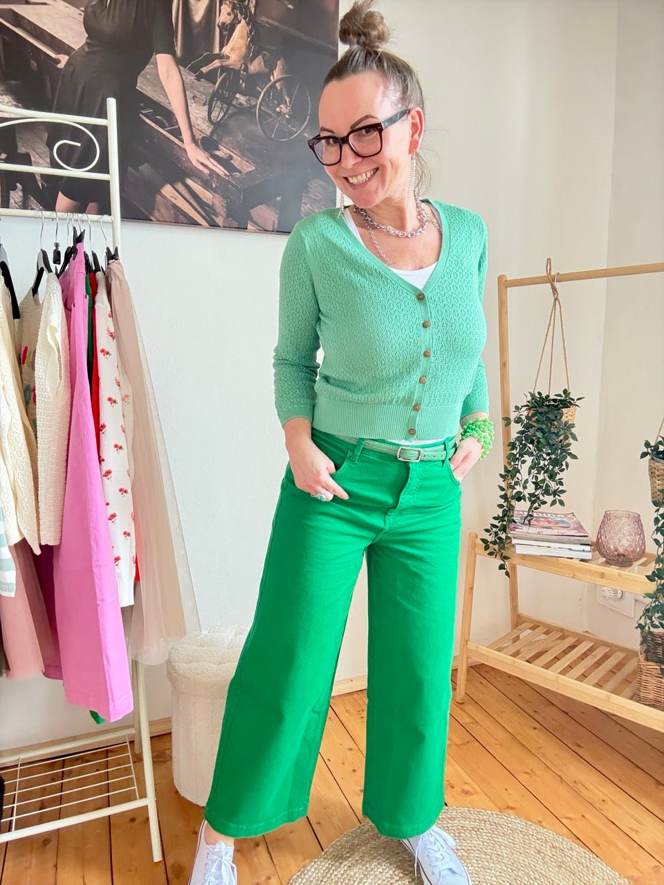 Hose High Waist Culotte Grün - FROLLEIN KÄTHE Shop