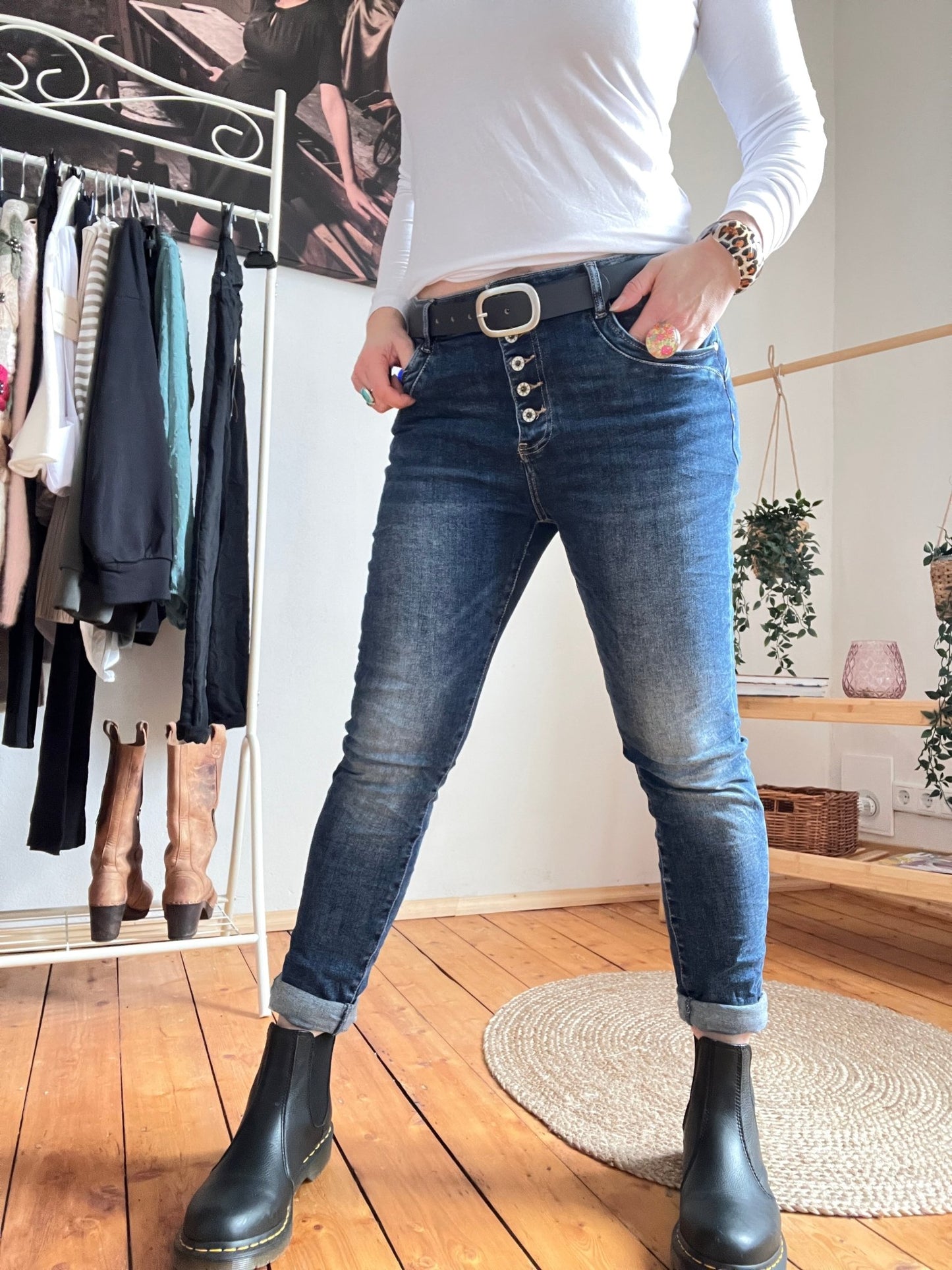 Hose Jeans Fünfknopf New Destroyed Lässig Style Denim - FROLLEIN KÄTHE Shop