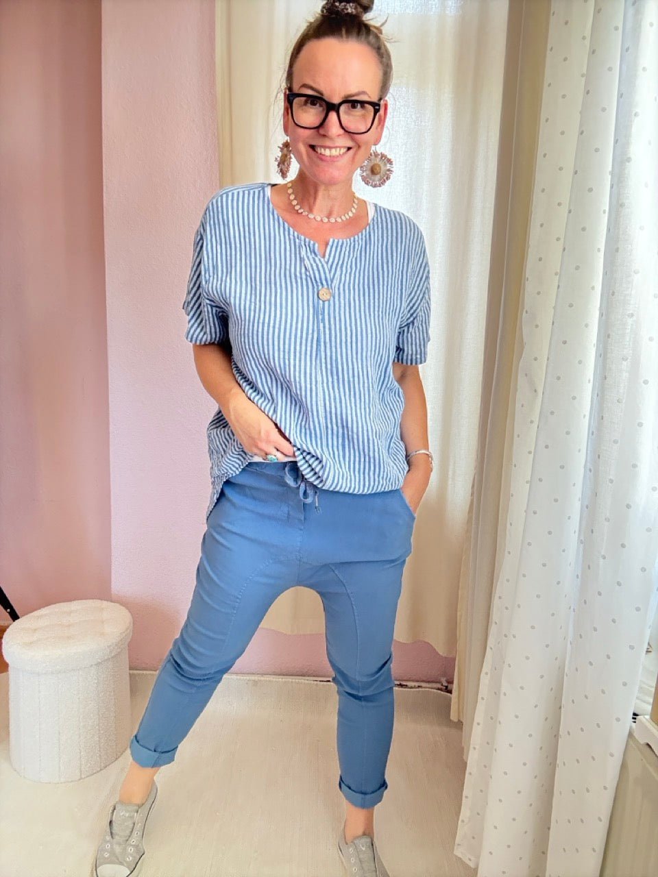 Hose Jogpants Baggystyle Jeansblau - FROLLEIN KÄTHE Shop