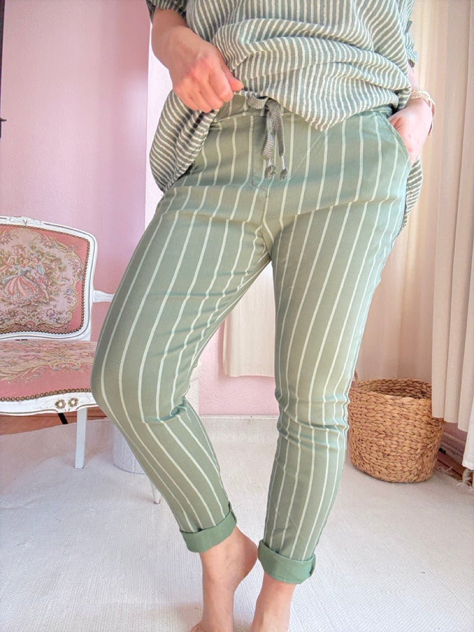 Hose Jogpants Stripe Olive BESTSELLER! - FROLLEIN KÄTHE Shop