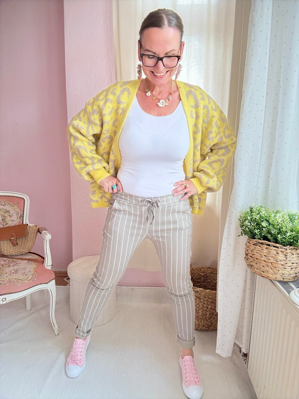 Hose Jogpants Stripe Taupe - FROLLEIN KÄTHE Shop