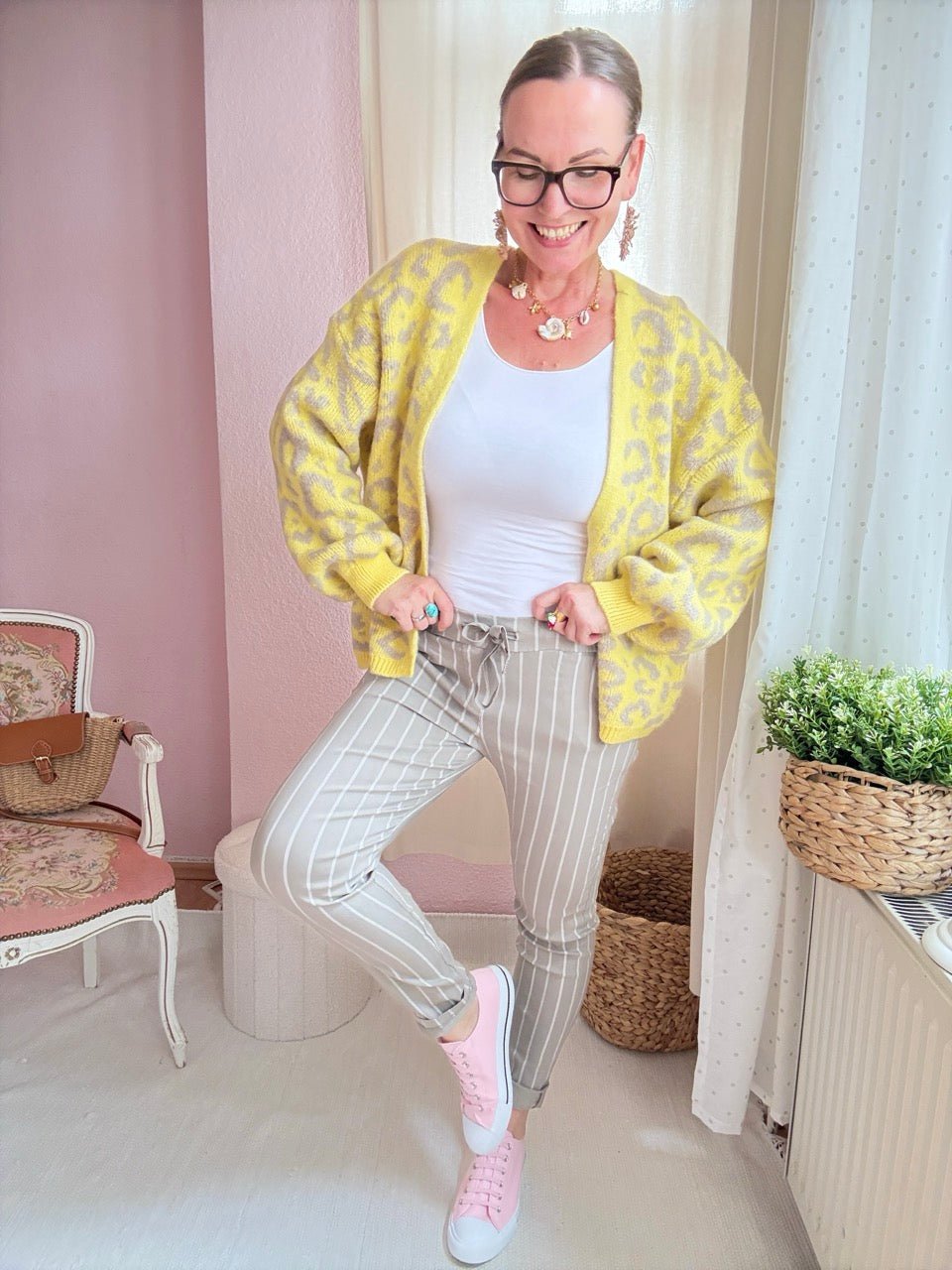 Hose Jogpants Stripe Taupe - FROLLEIN KÄTHE Shop