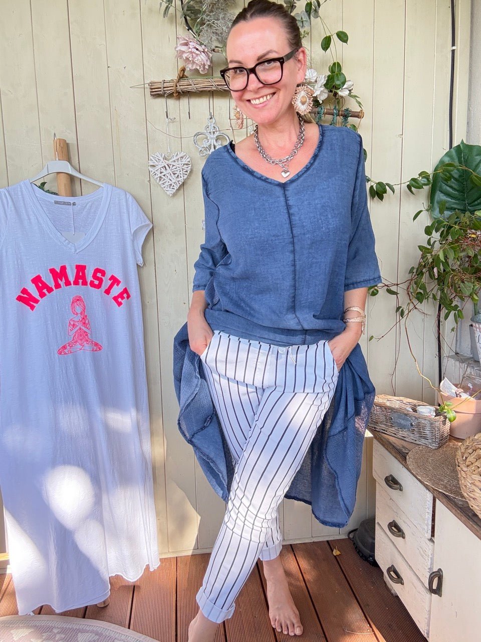 Hose Jogpants Stripe Weiß - FROLLEIN KÄTHE Shop