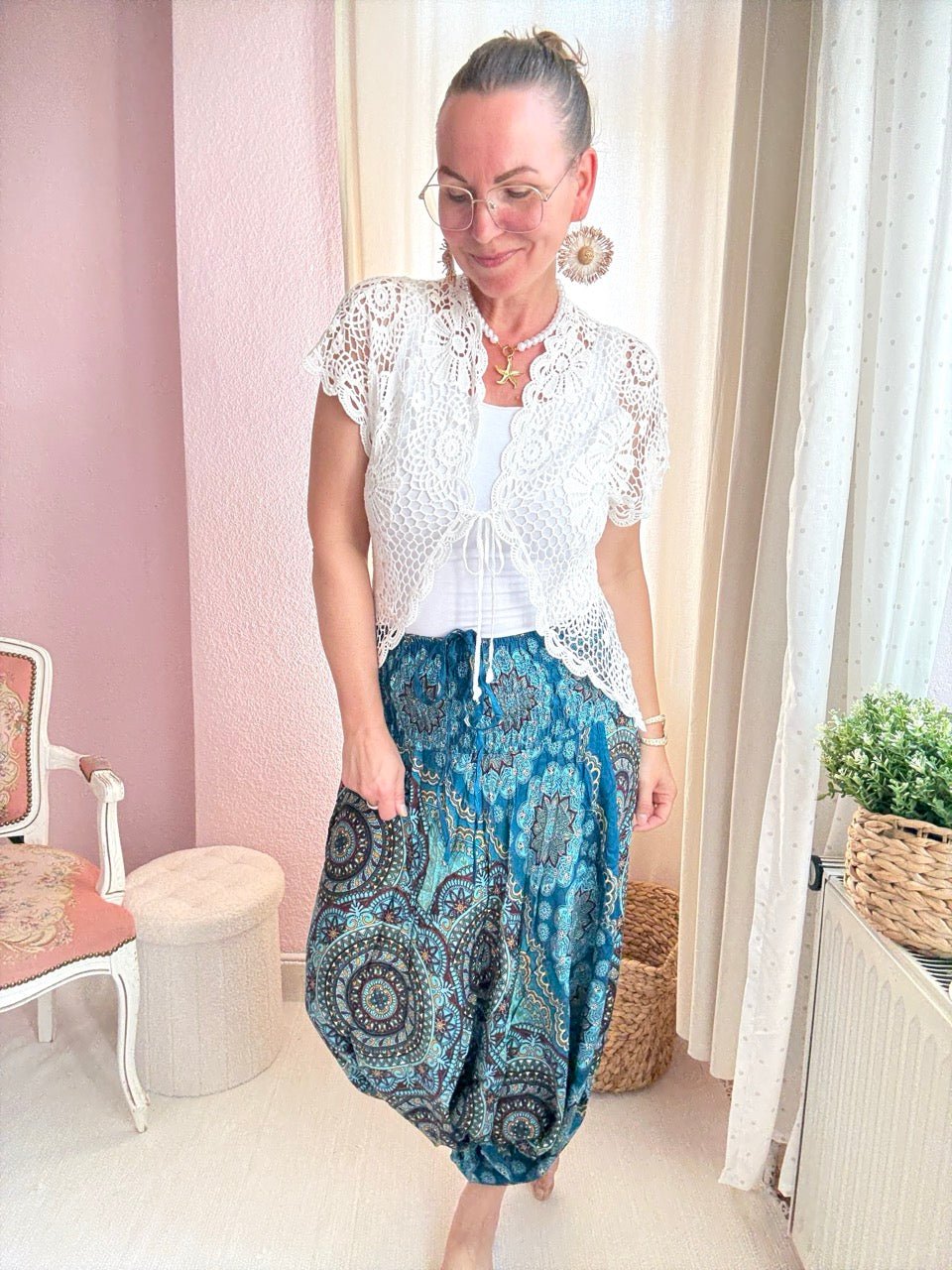Hose / Jumpsuit Mandala Blau - FROLLEIN KÄTHE Shop