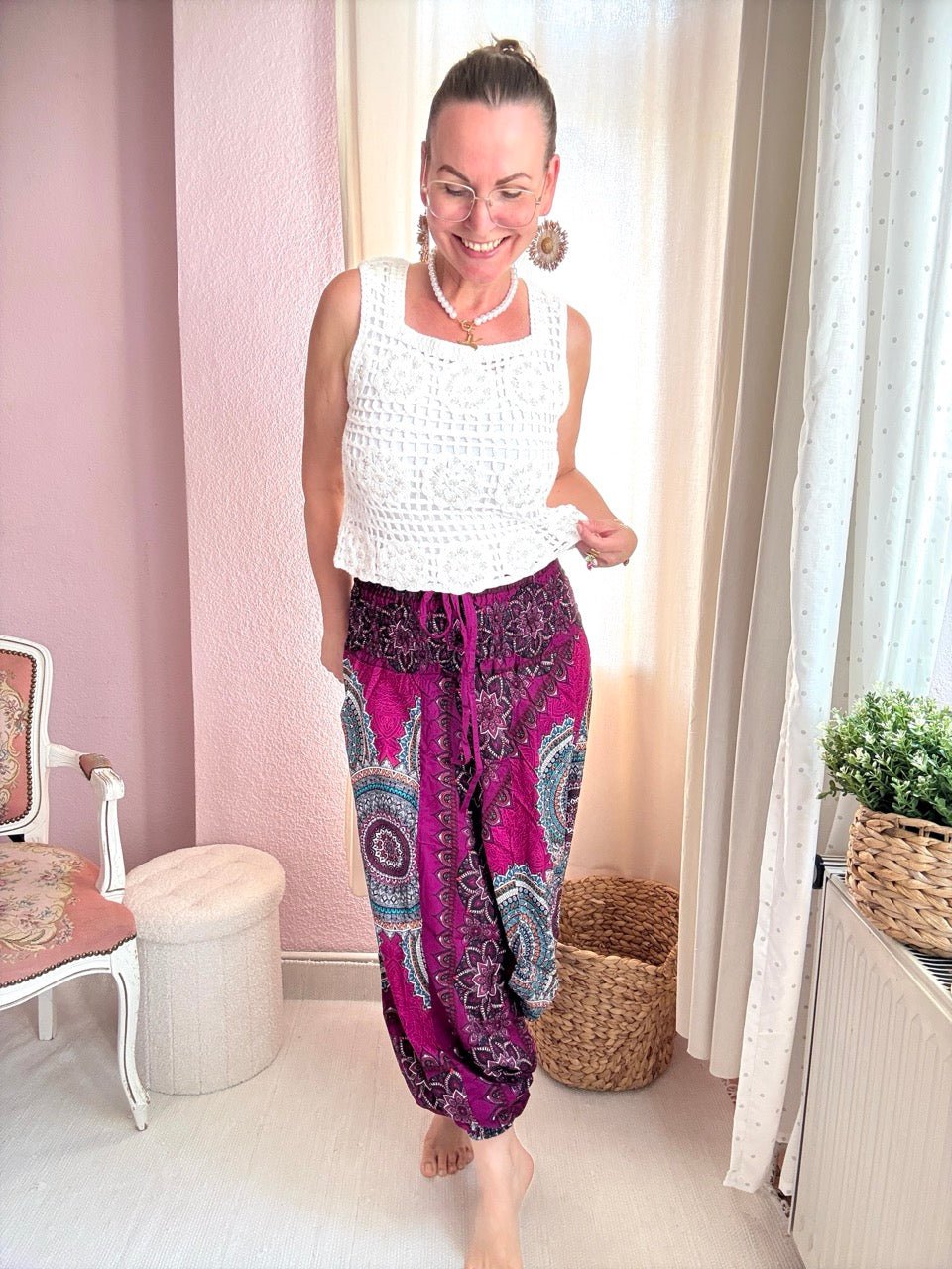 Hose / Jumpsuit Mandala Magenta - FROLLEIN KÄTHE Shop